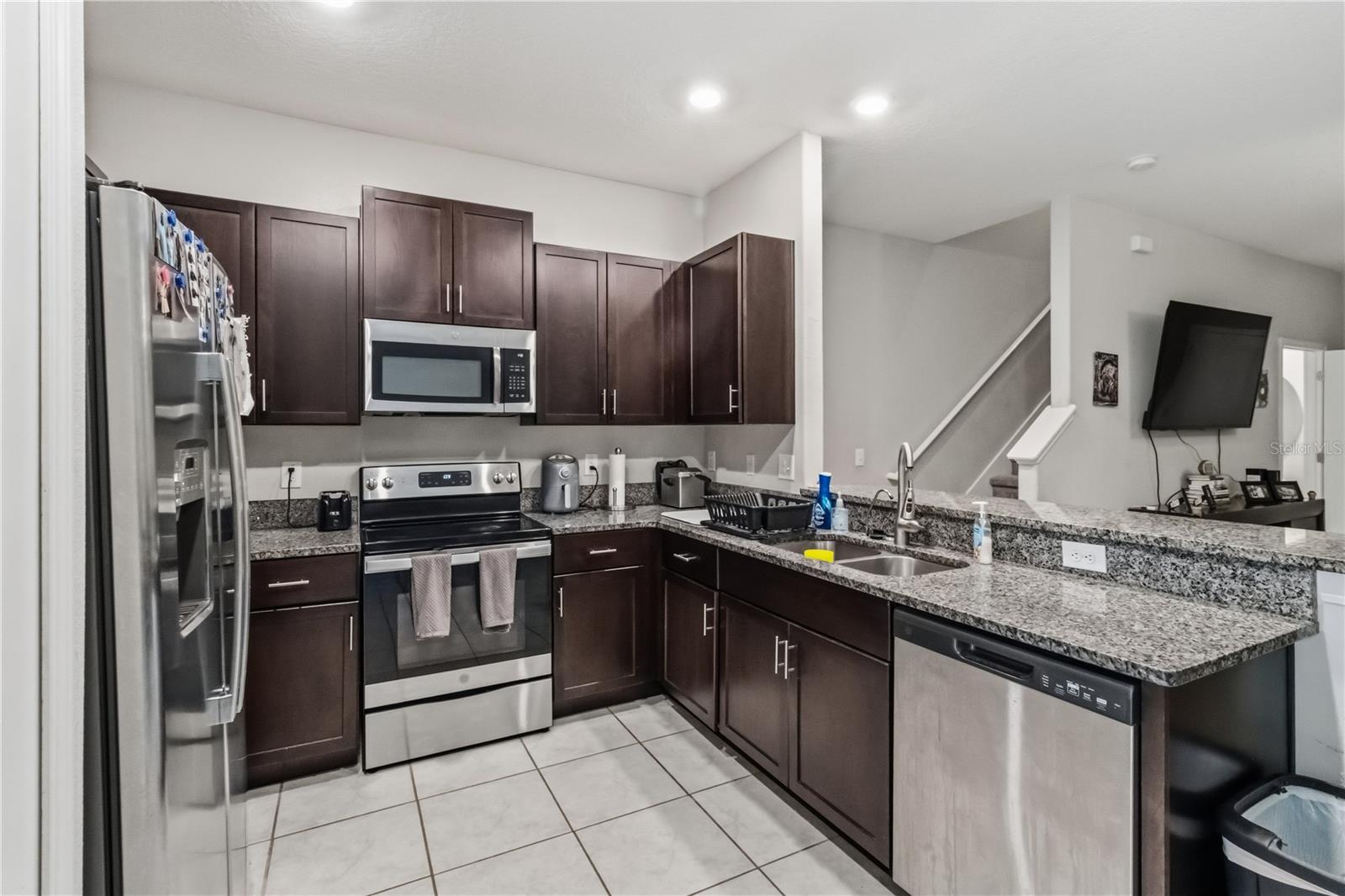 Kitchen overlooking living area
