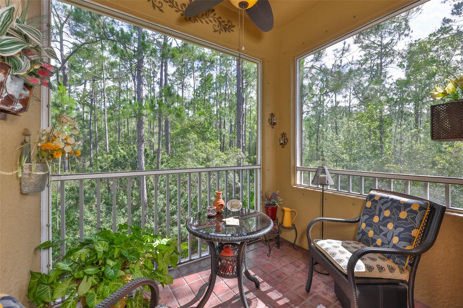 Peaceful screened in patio off your primary suite.
