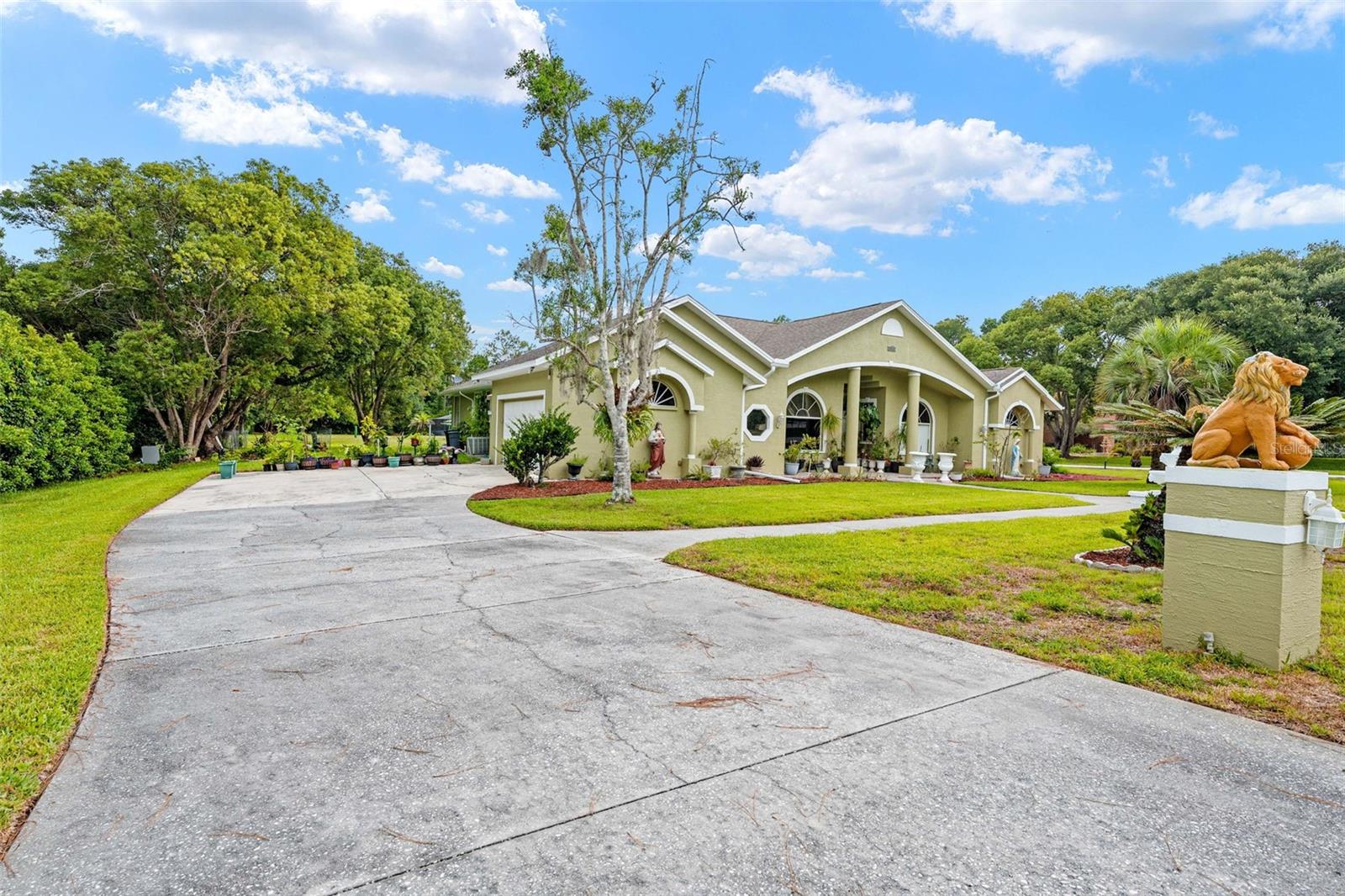 wide driveway and parking pad