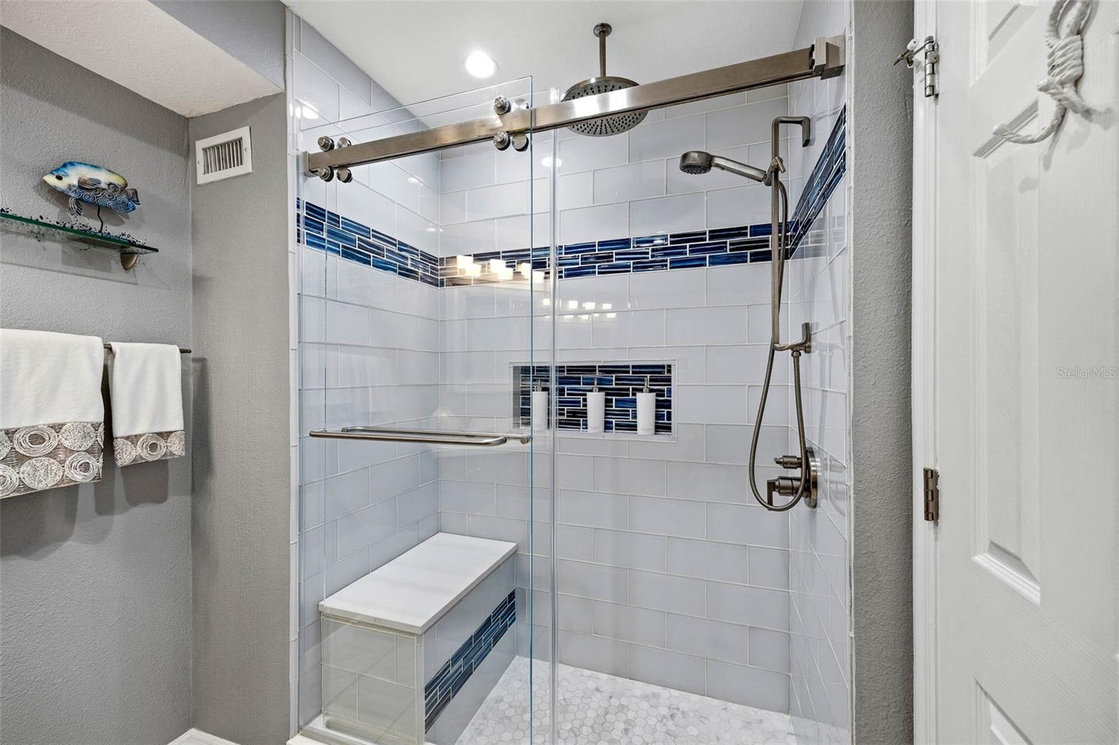 Shower in main floor full bathroom.