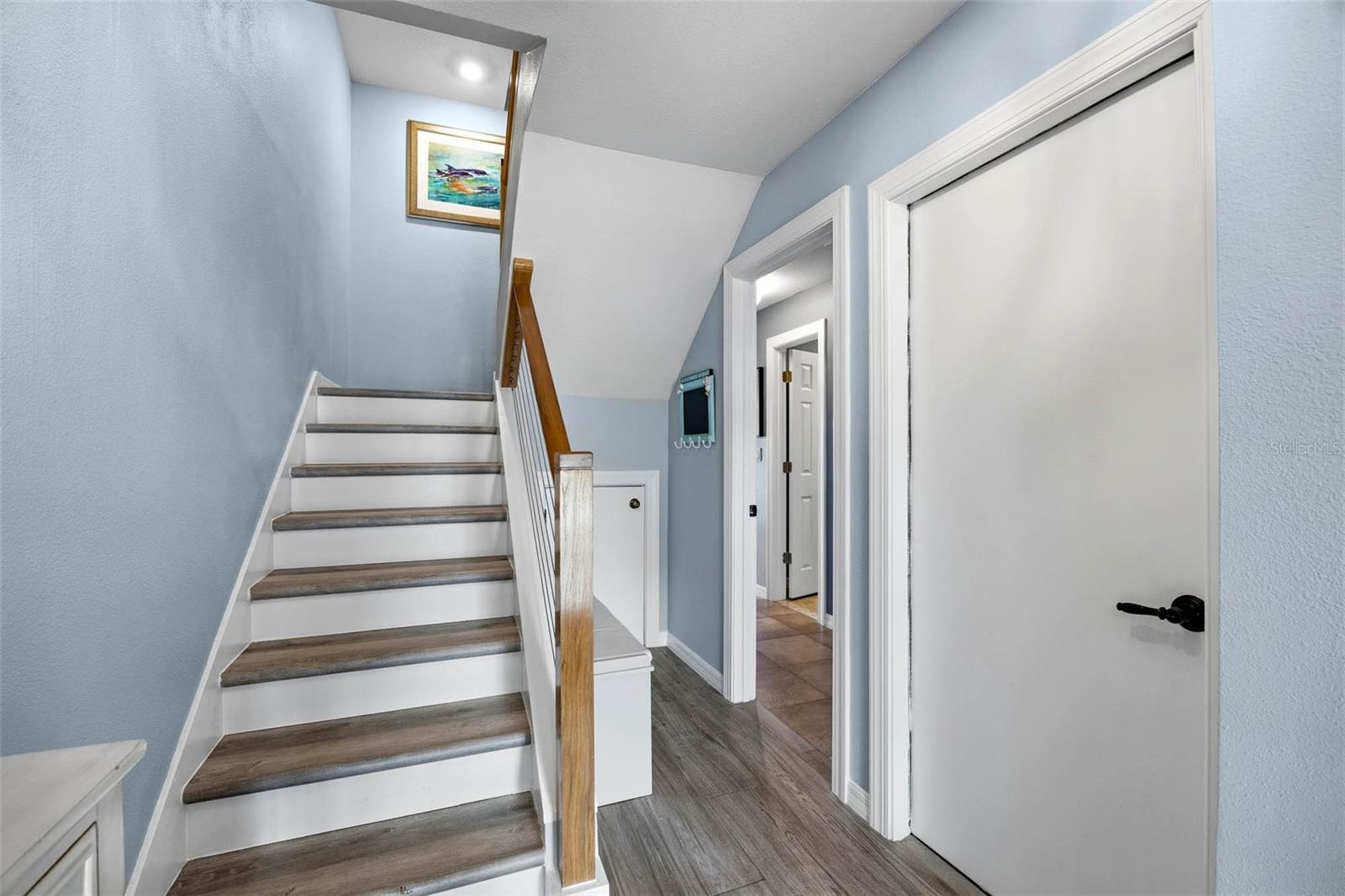 Interior entrance to unit showing door to garage and door to ground level entertainment room.