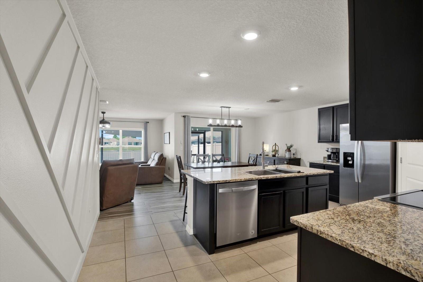 Stylish tile plan flooring throughout the living area