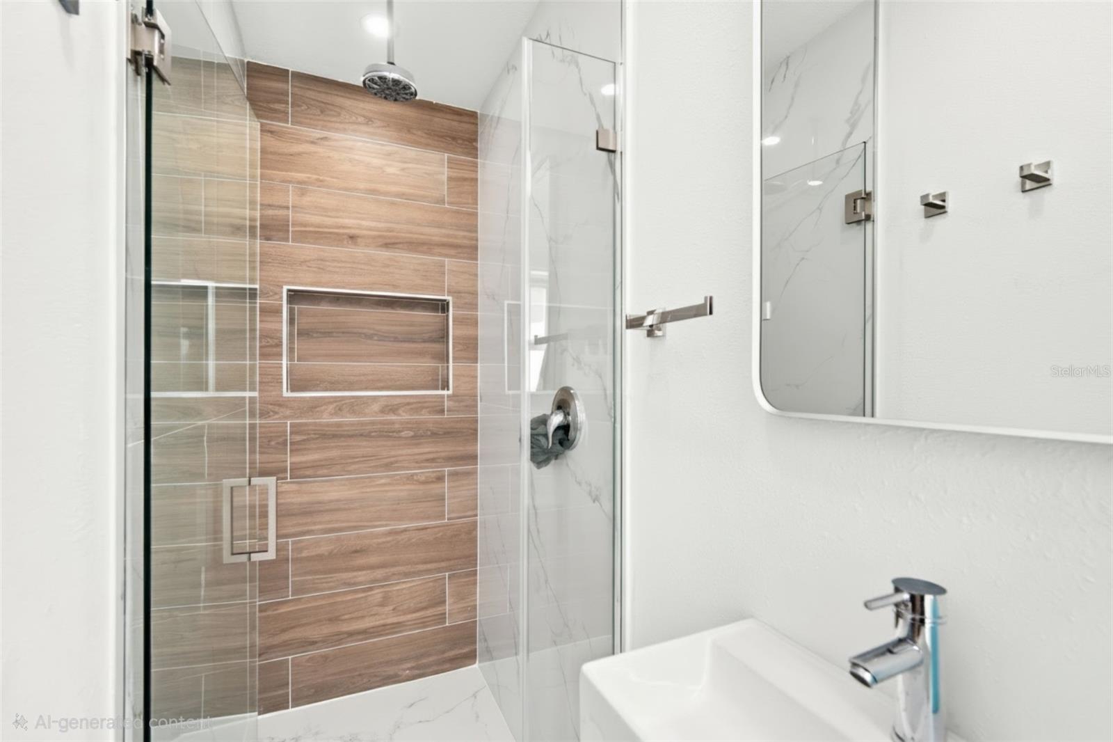 Master Suite 2 Bath. AI used to filter out shampoo bottles.
