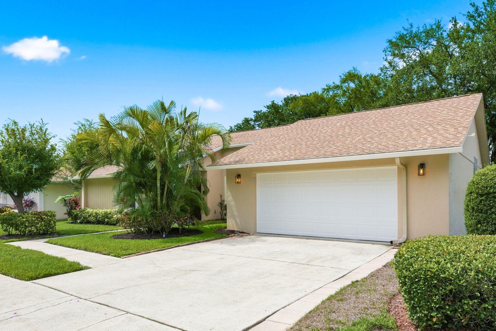 Large driveway, two car garage