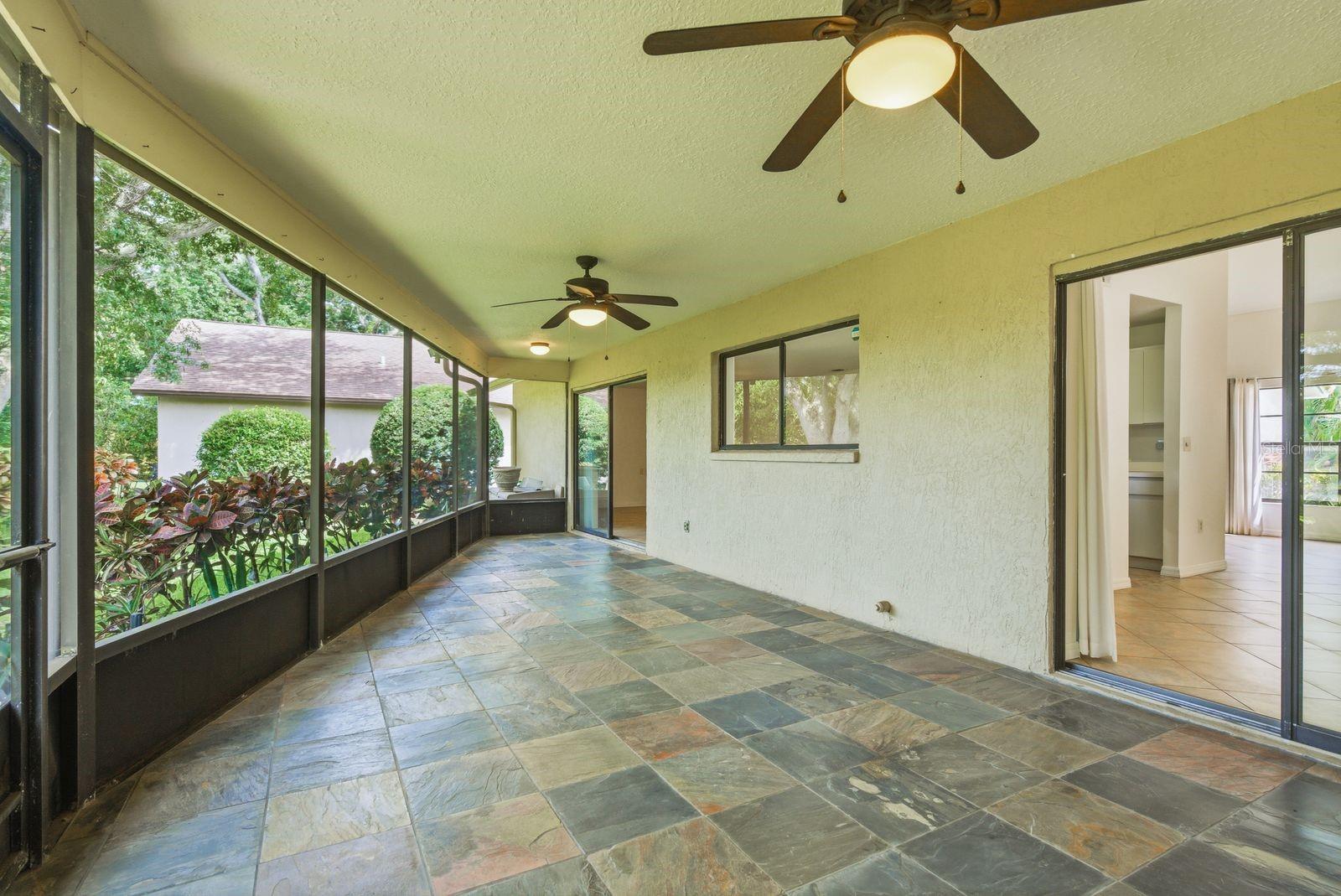 Oversized patio, over 32 ft with slate floors