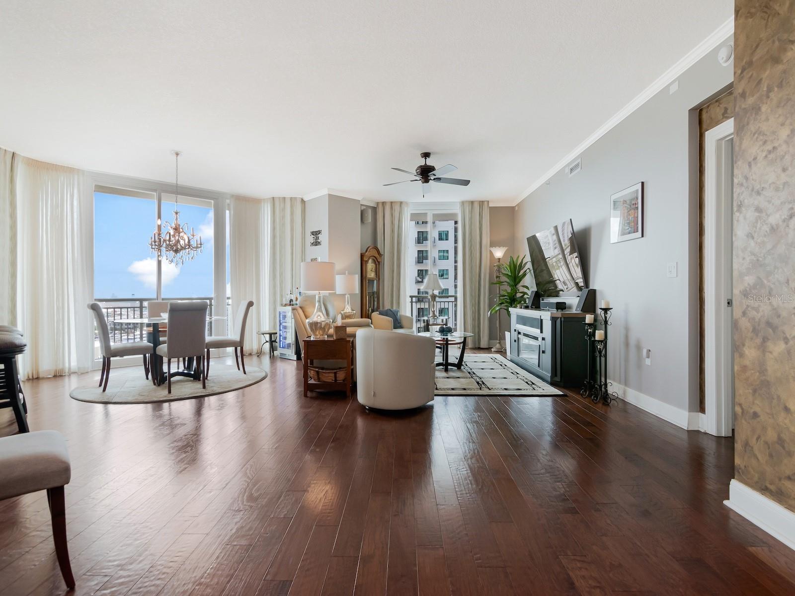 Living and dining areas