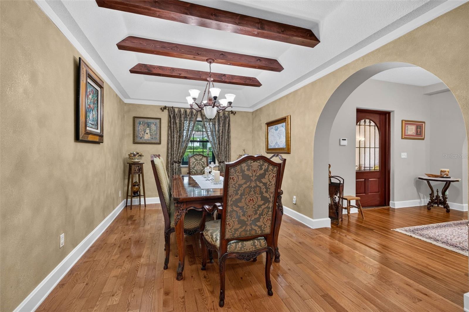 Dining Area With Stunning Wood Beams