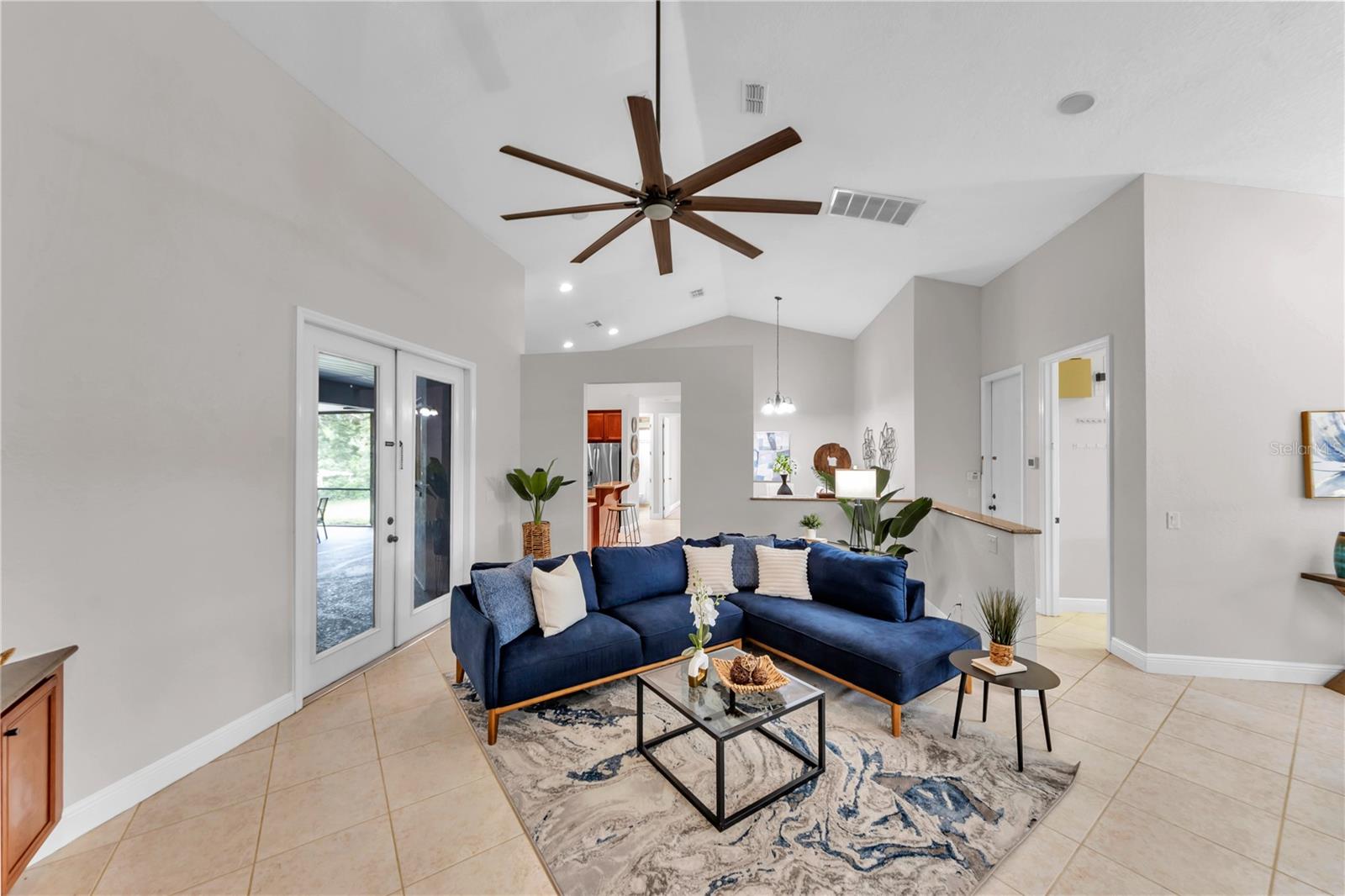 Family Room with French doors leading to back porch.