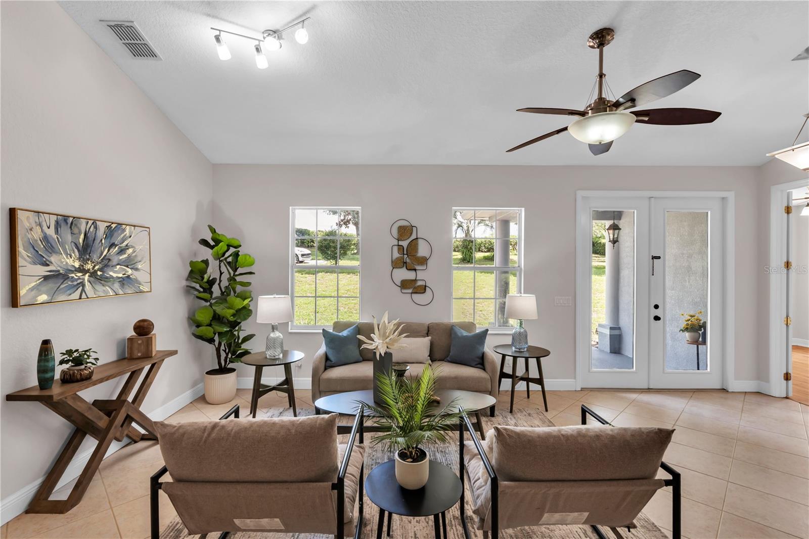 Family room looking at entrance to home