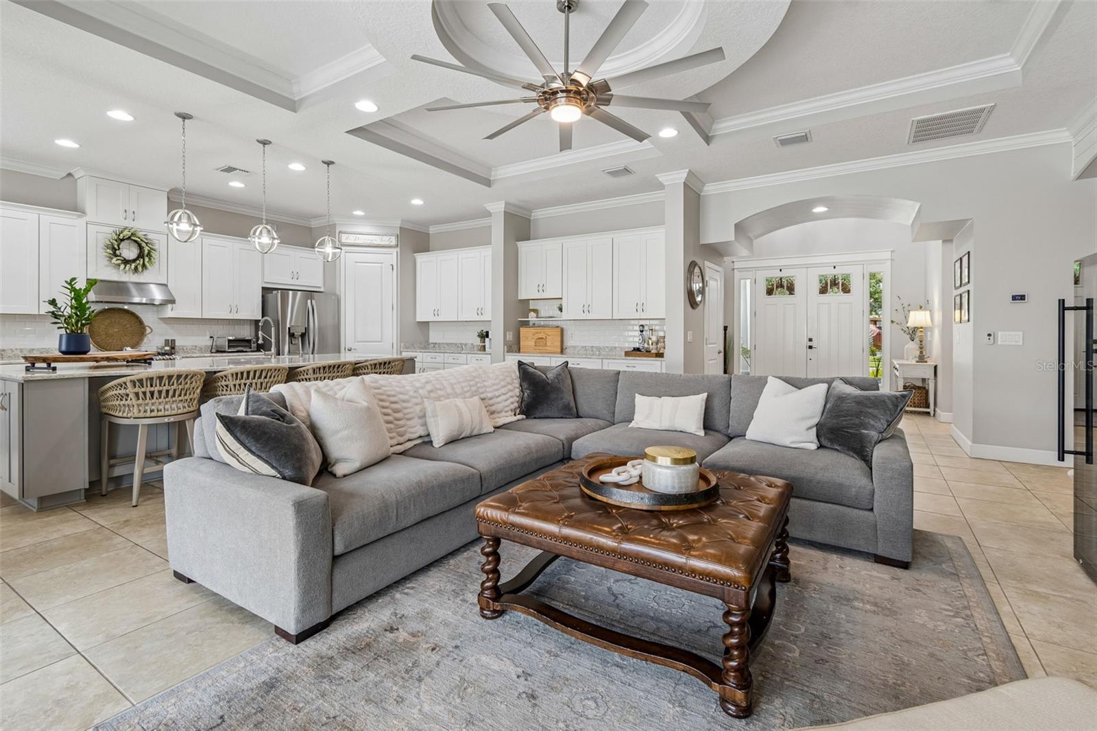 Living Room - Custom ceiling with crown molding