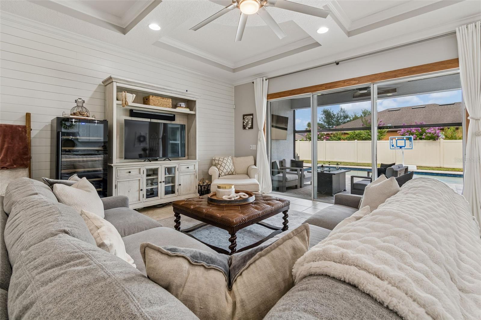 Living room with Shiplap accent wall
