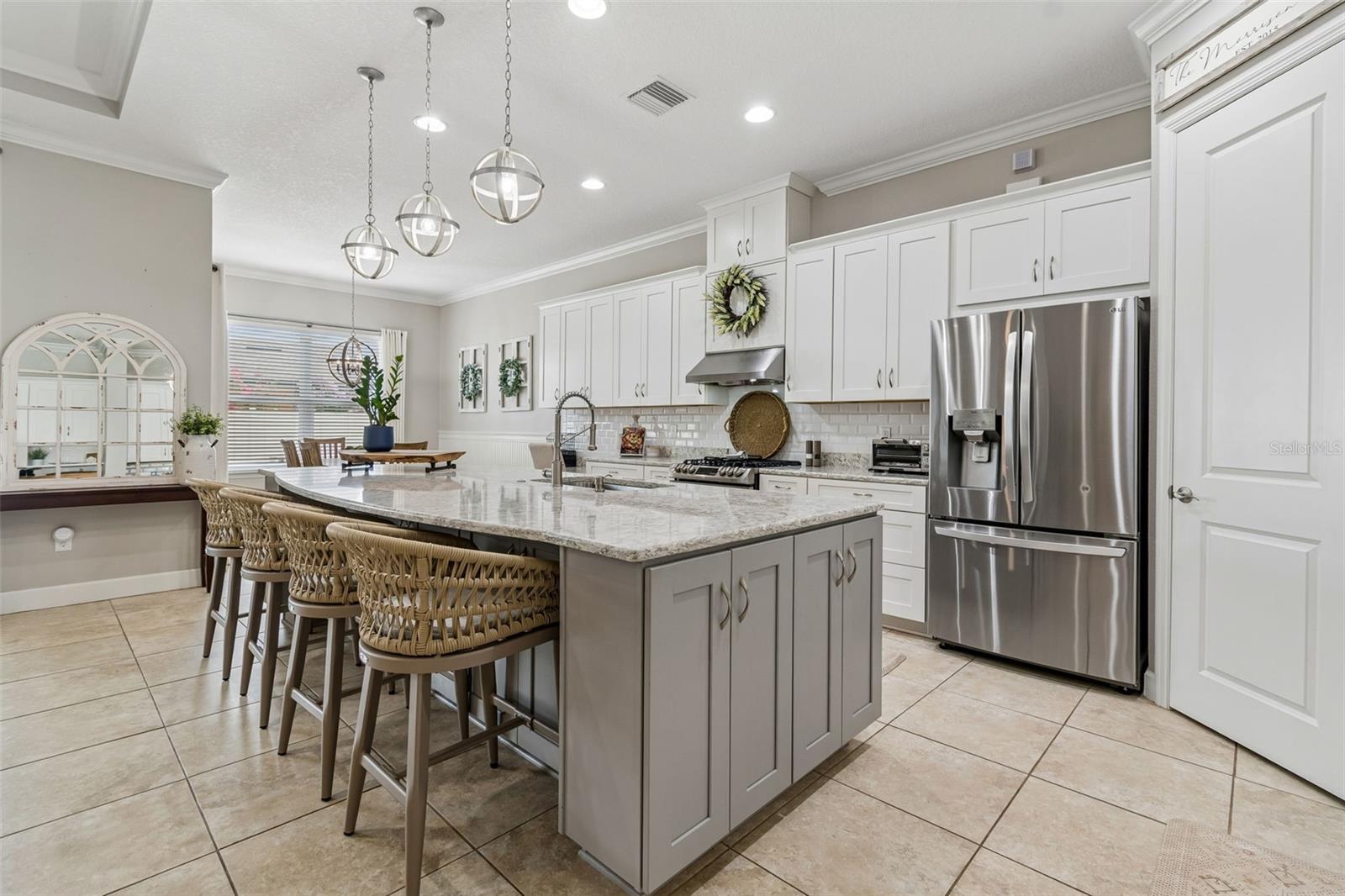 Kitchen Island with custom lighting