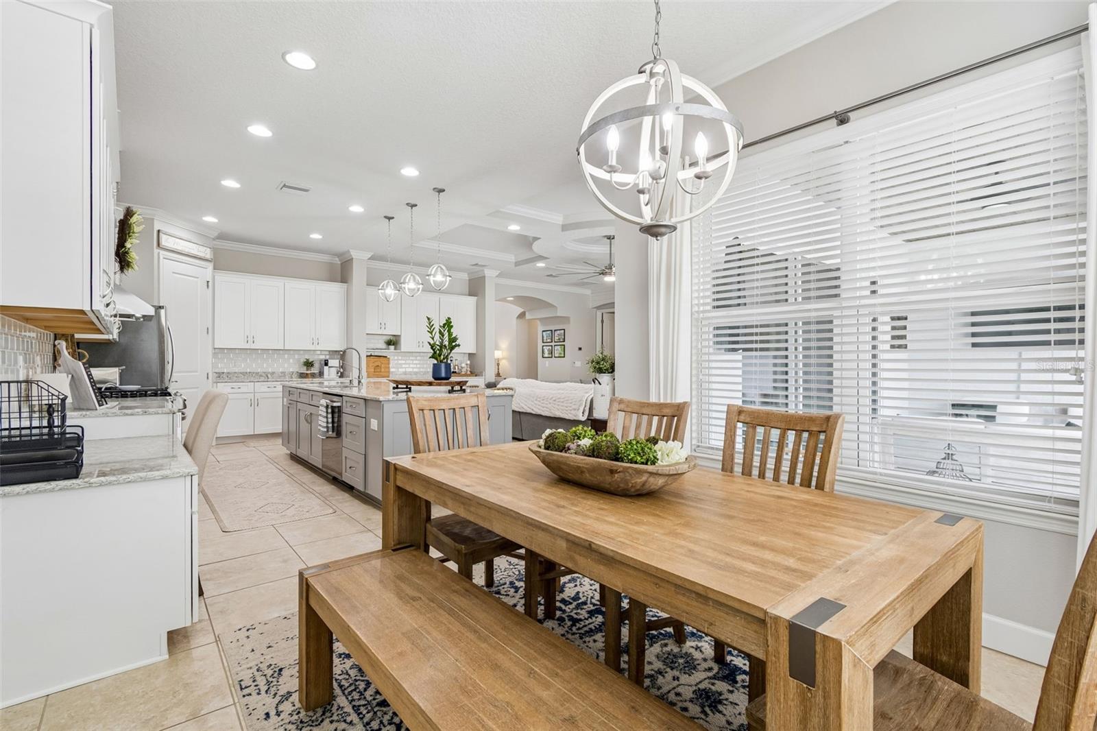 Dining room overlooking the Kitchen and Living room