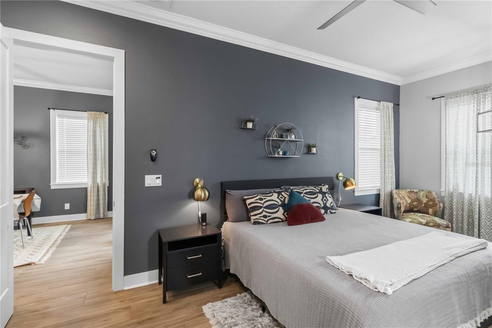 A spacious bedroom that feels restful at the end of the day