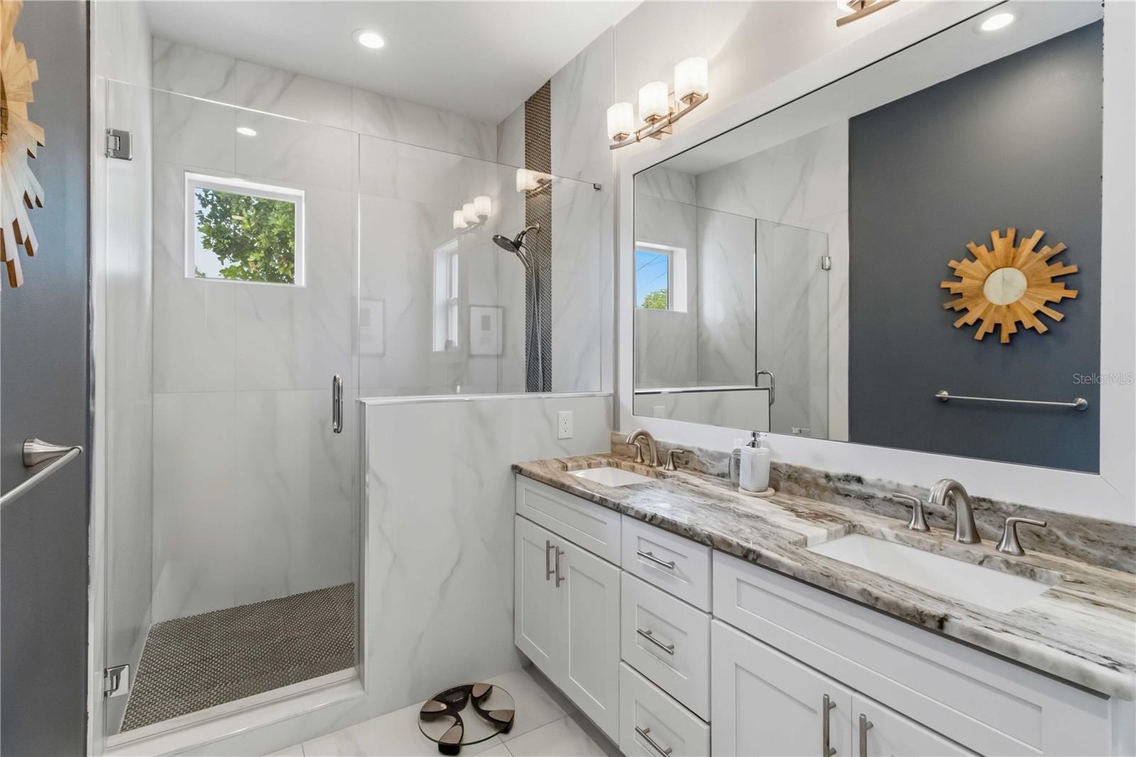 A bright bathroom vanity with plenty of room to start the day