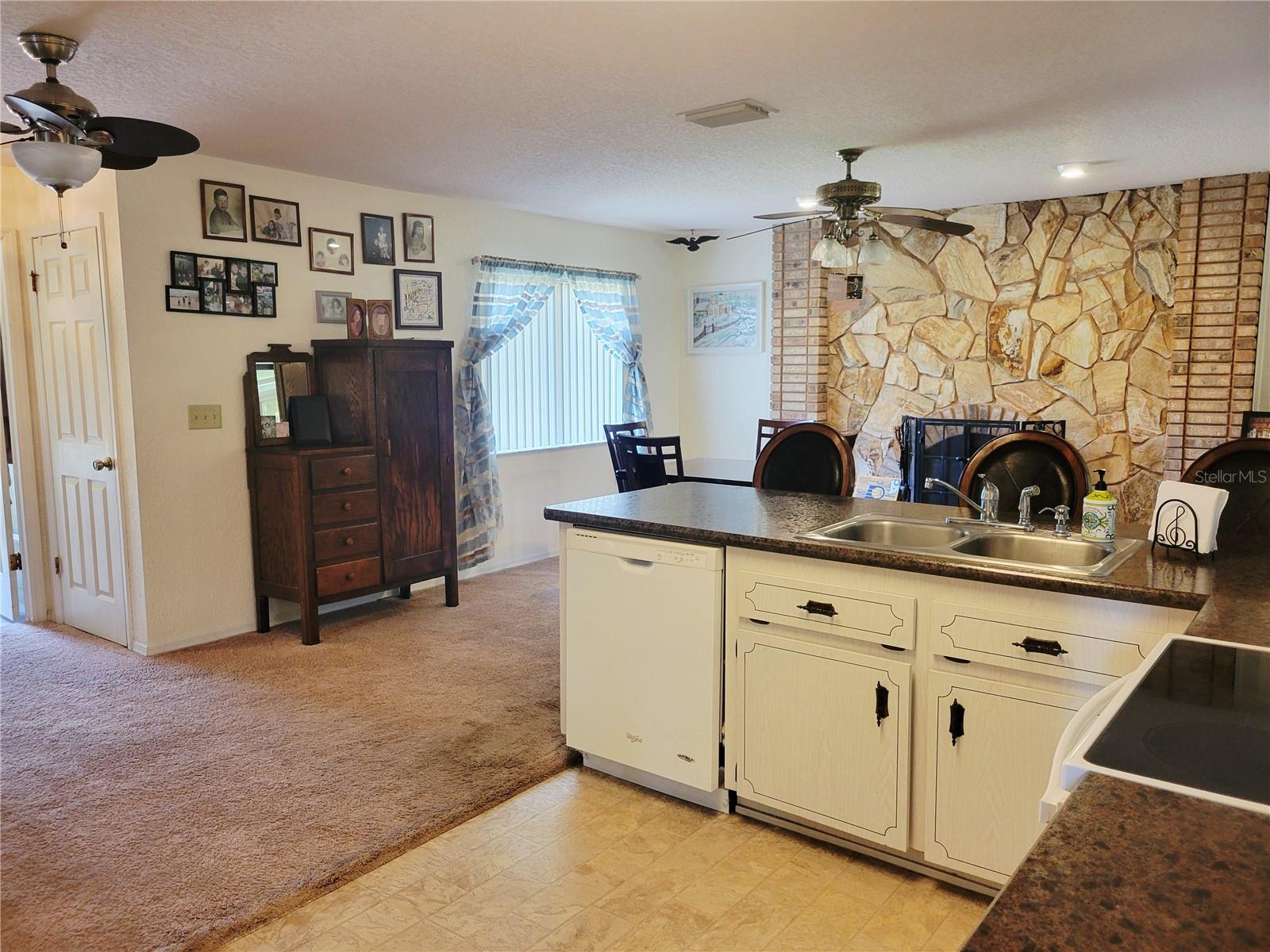 Kitchen open to Nook area