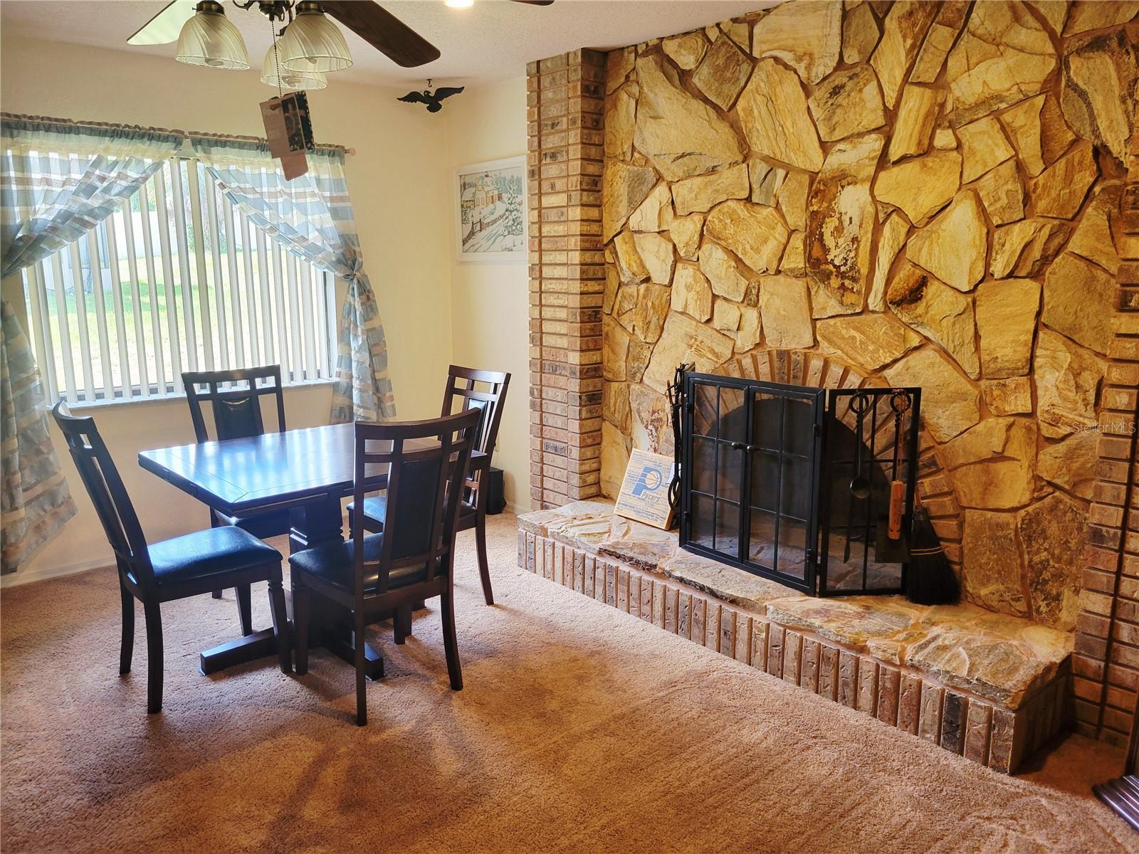 Family room with Stone Fireplace