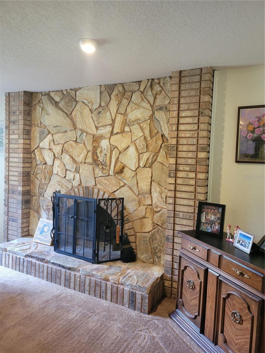 Stone Woodburning Fireplace