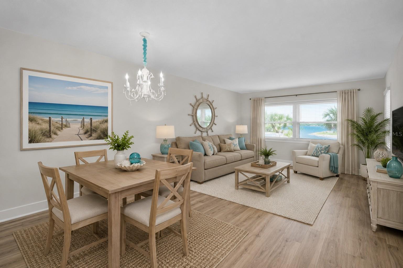 Virtually stagged - living and dining room combo