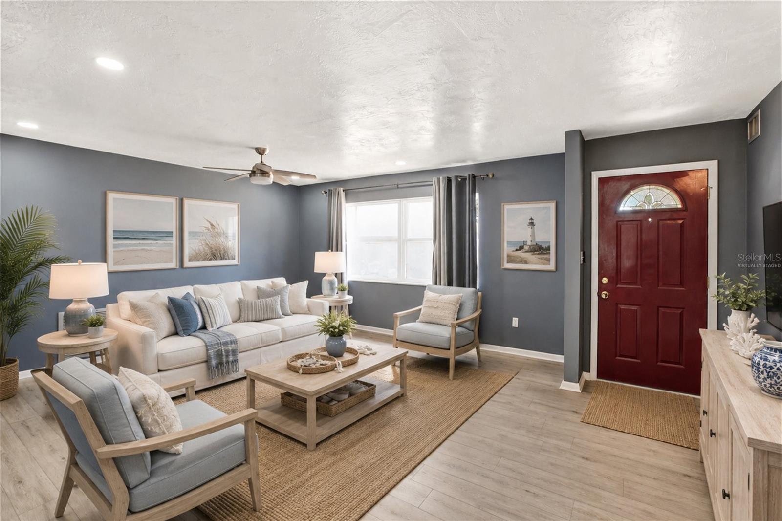 Virtually staged living room