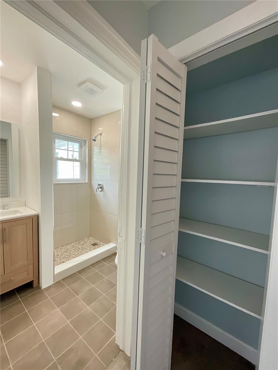 Primary Bath - Linen Closet - Walk in Shower