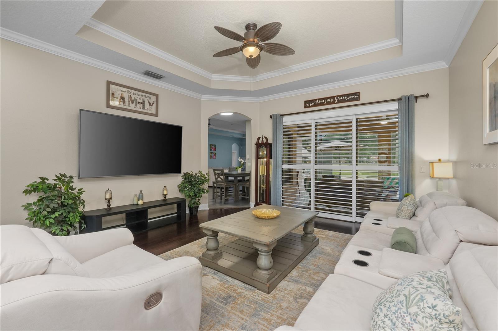 Front Living Room with tray ceiling