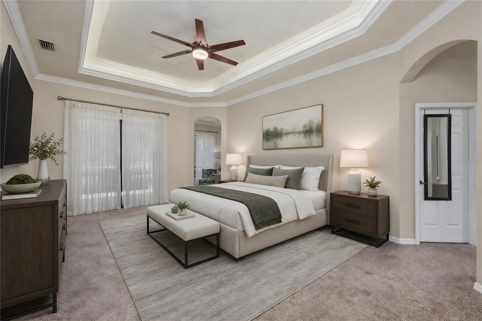 Primary Suite with 2 large walk in closets and flex space too