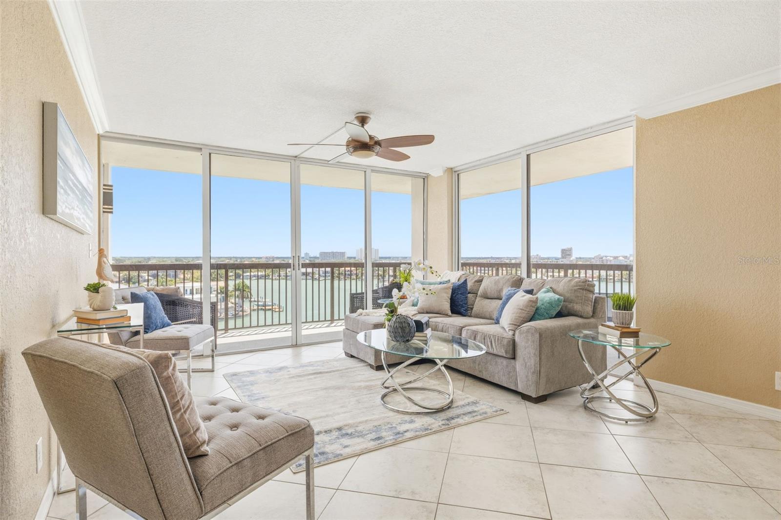 Main living area with water views
