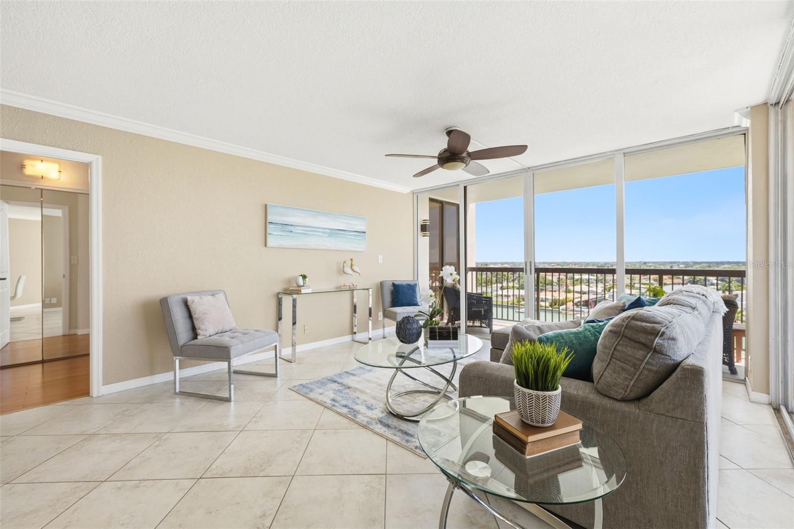 Main living area with access to primary suite