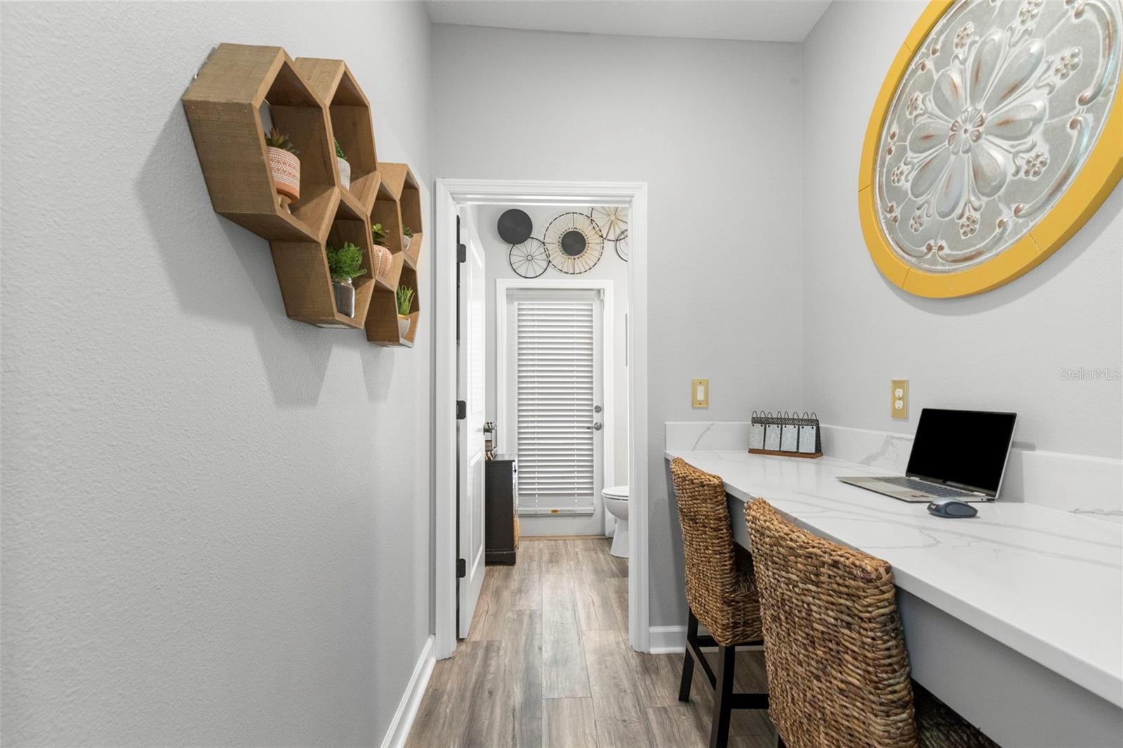 perfect workspace or homework set up with quartz countertops
