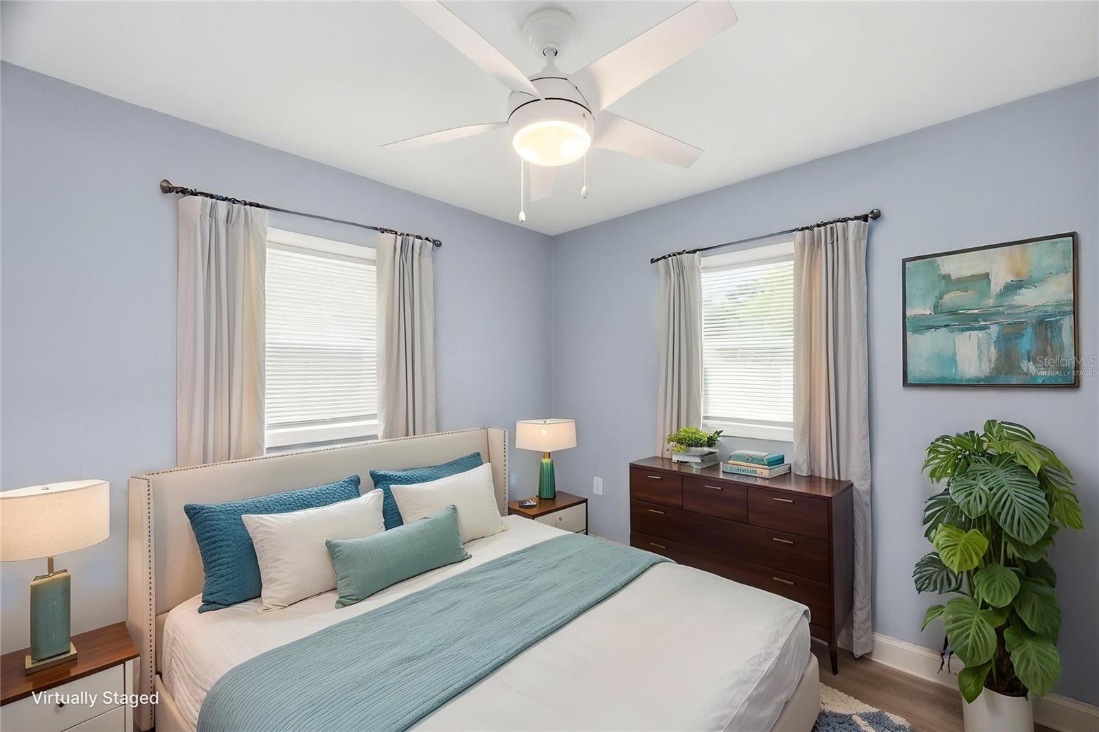 Virtually staged guest bedroom