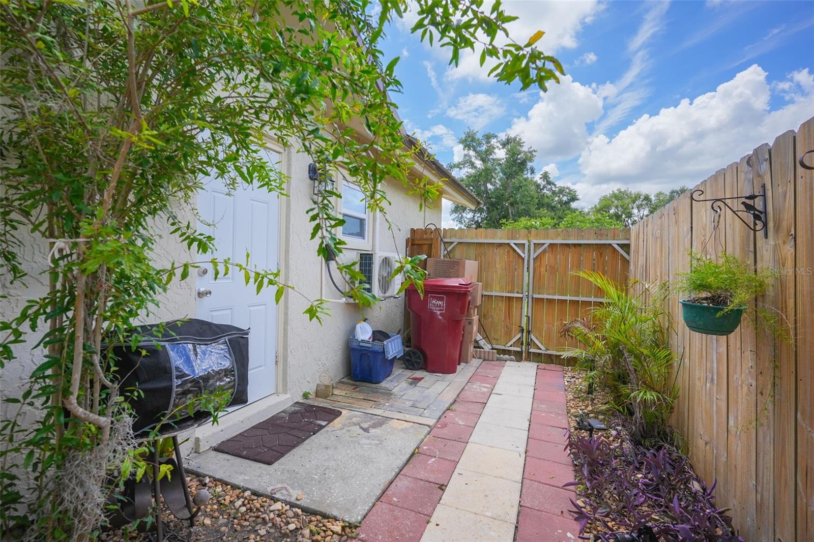 Side yard and side garage door.