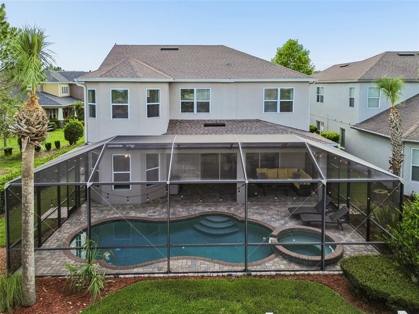 Aerial view of the backyard Oassis