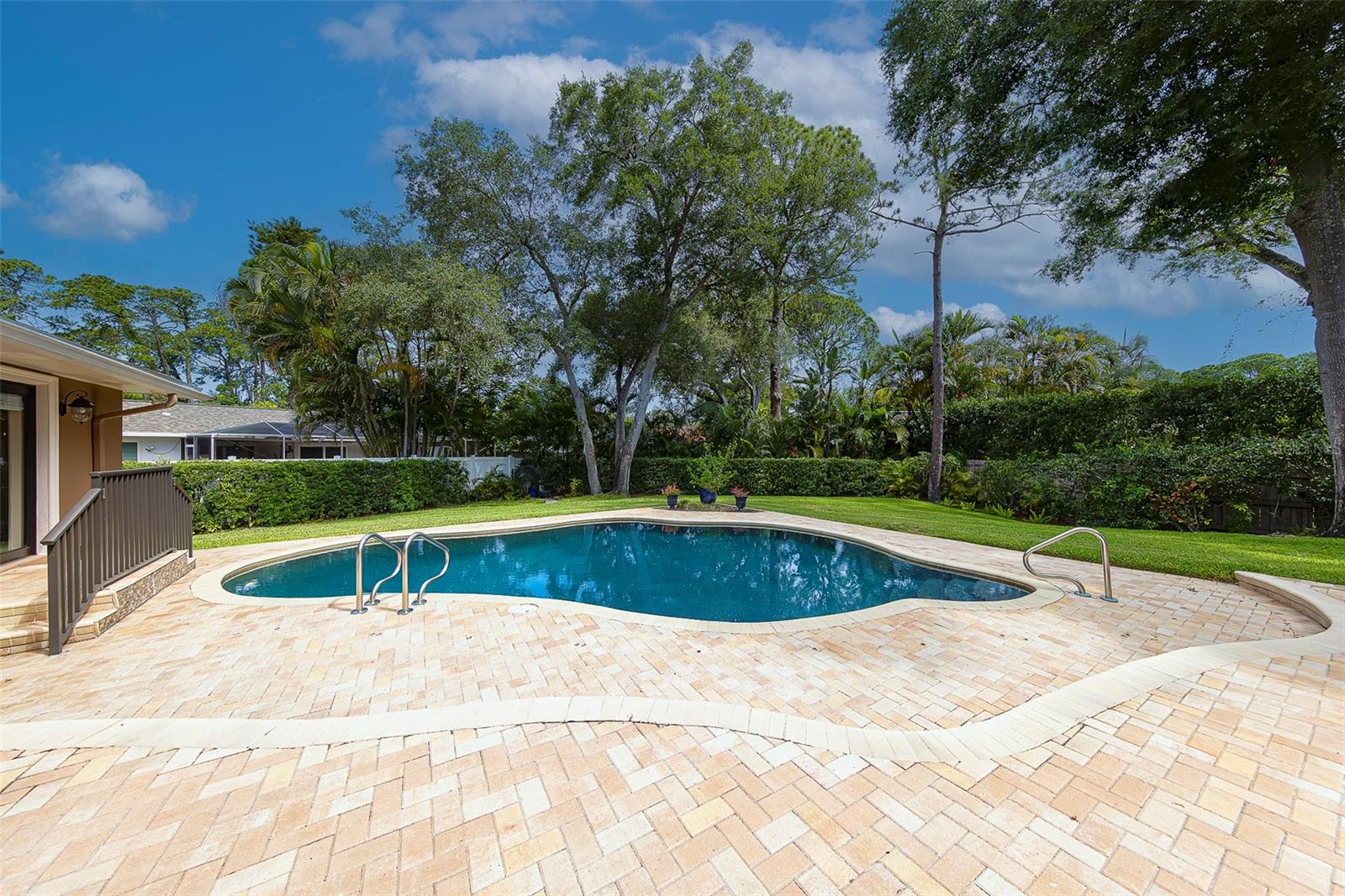 Gorgeous backyard with salt water, pebble tec pool