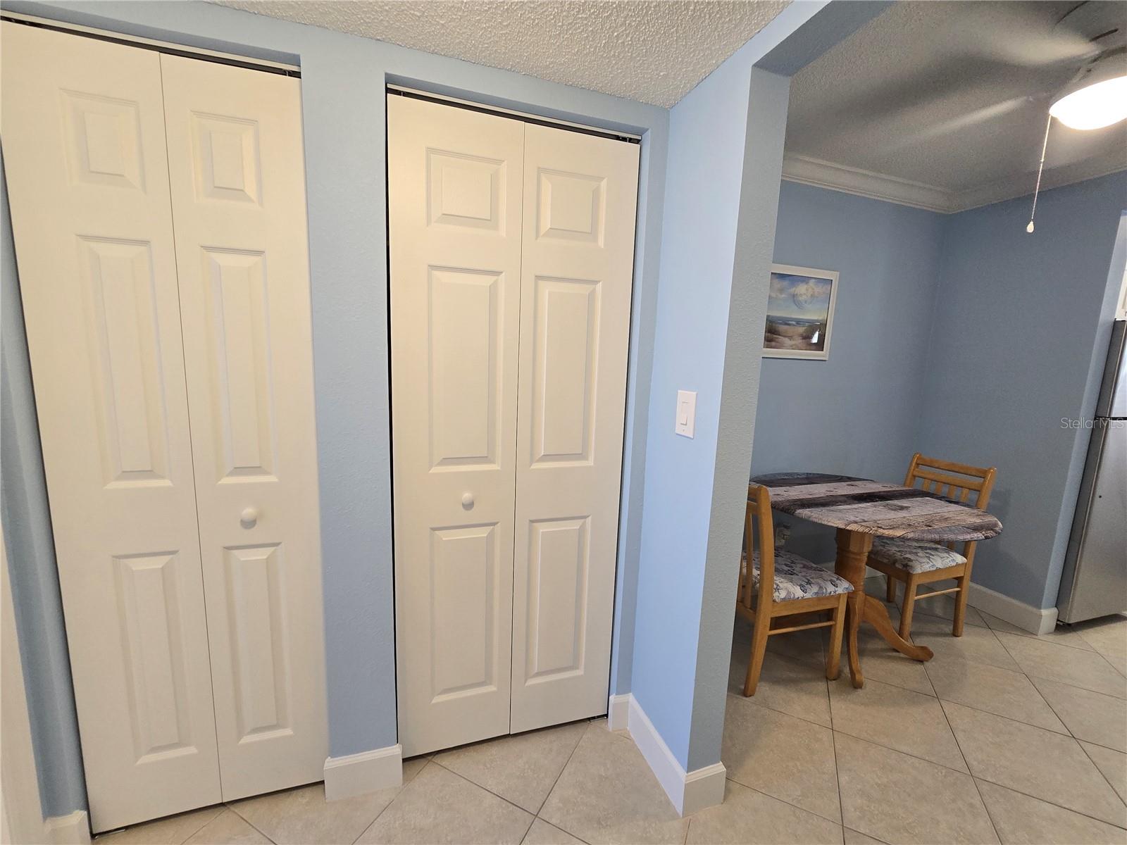 These hall closets offer lots of extra storage space.