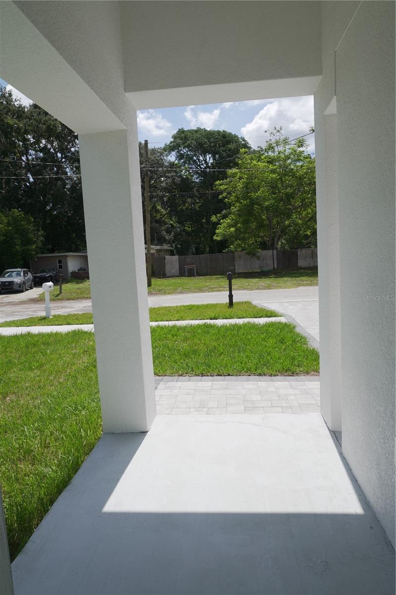 Looking out front door onto front patio