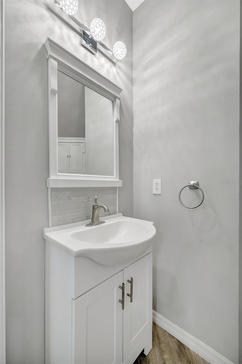 The half bathroom downstairs