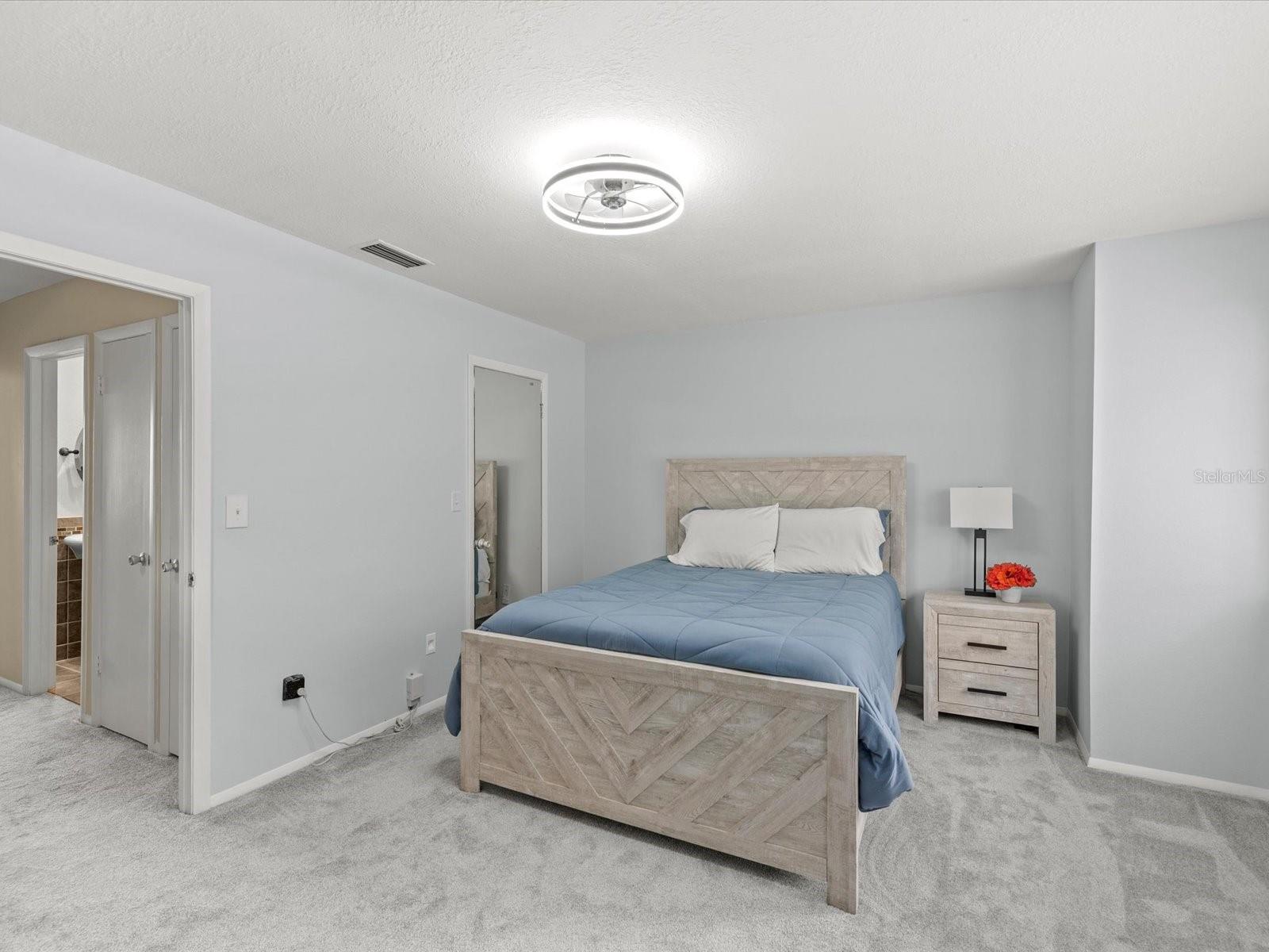 Primary bedroom with walk in closet