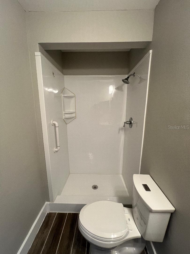 Primary shower, new toilet