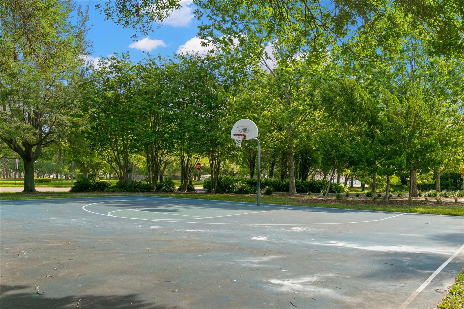 Basketball across the street at the park