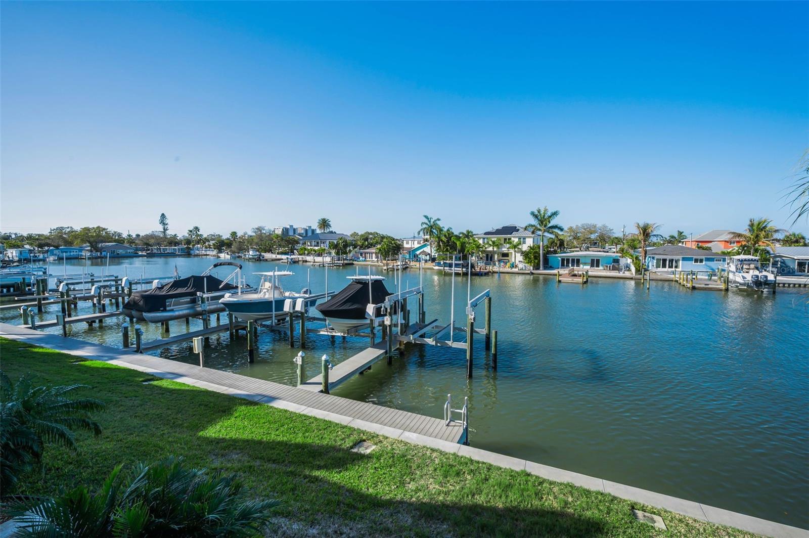 View from the Main level balcony - Deeded Boat Slip #16 is the last or end slip