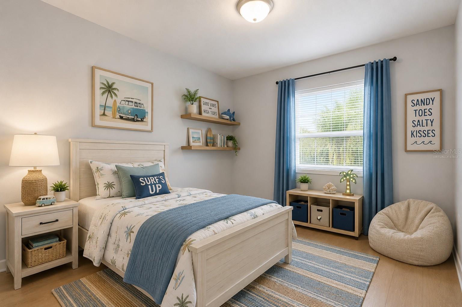 First bedroom virtually staged.
