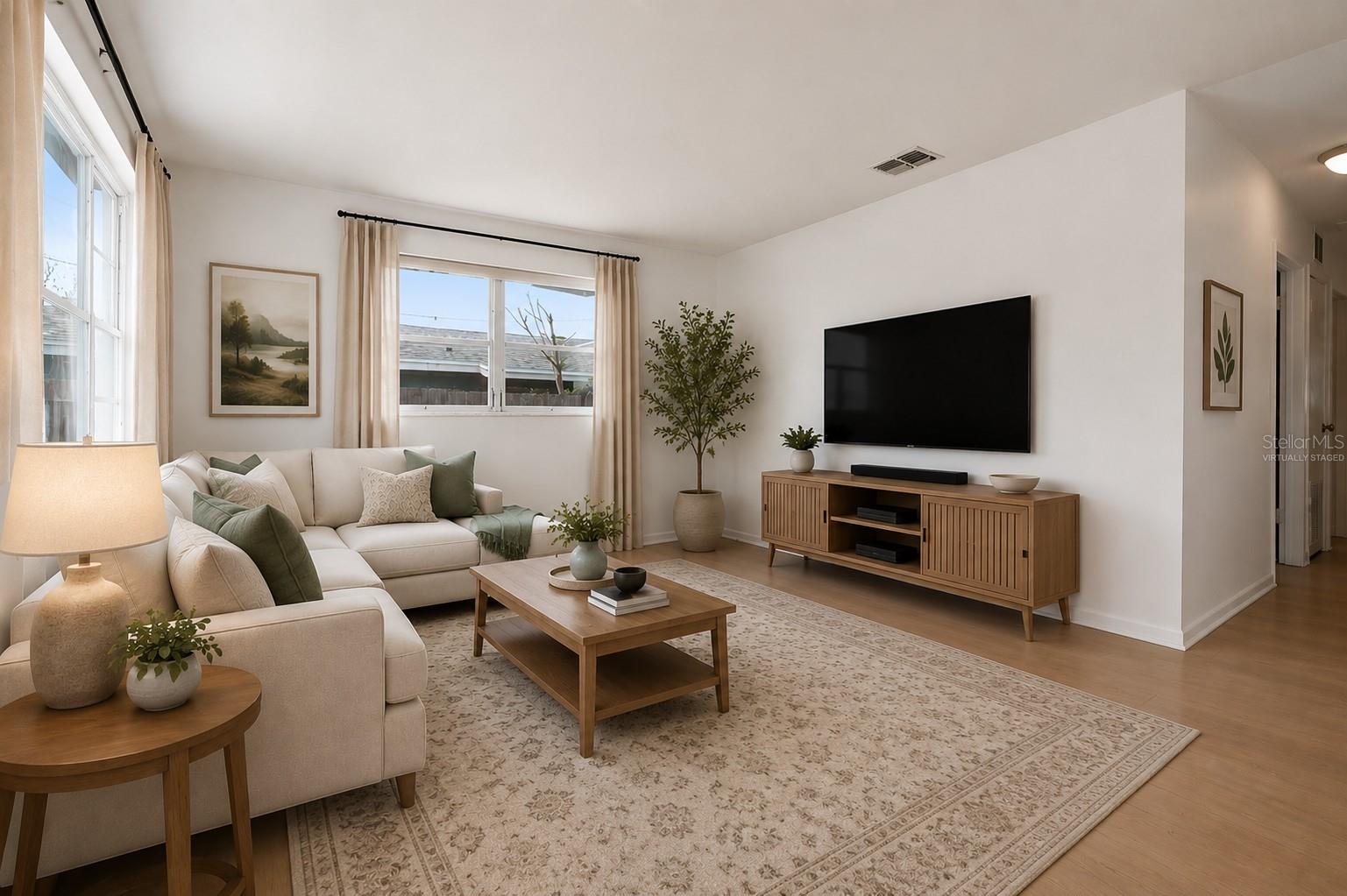 Virtually staged living room.