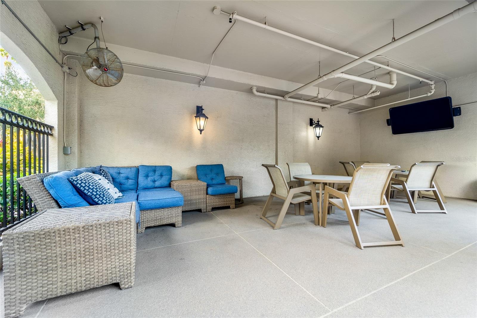 Covered area by the pool