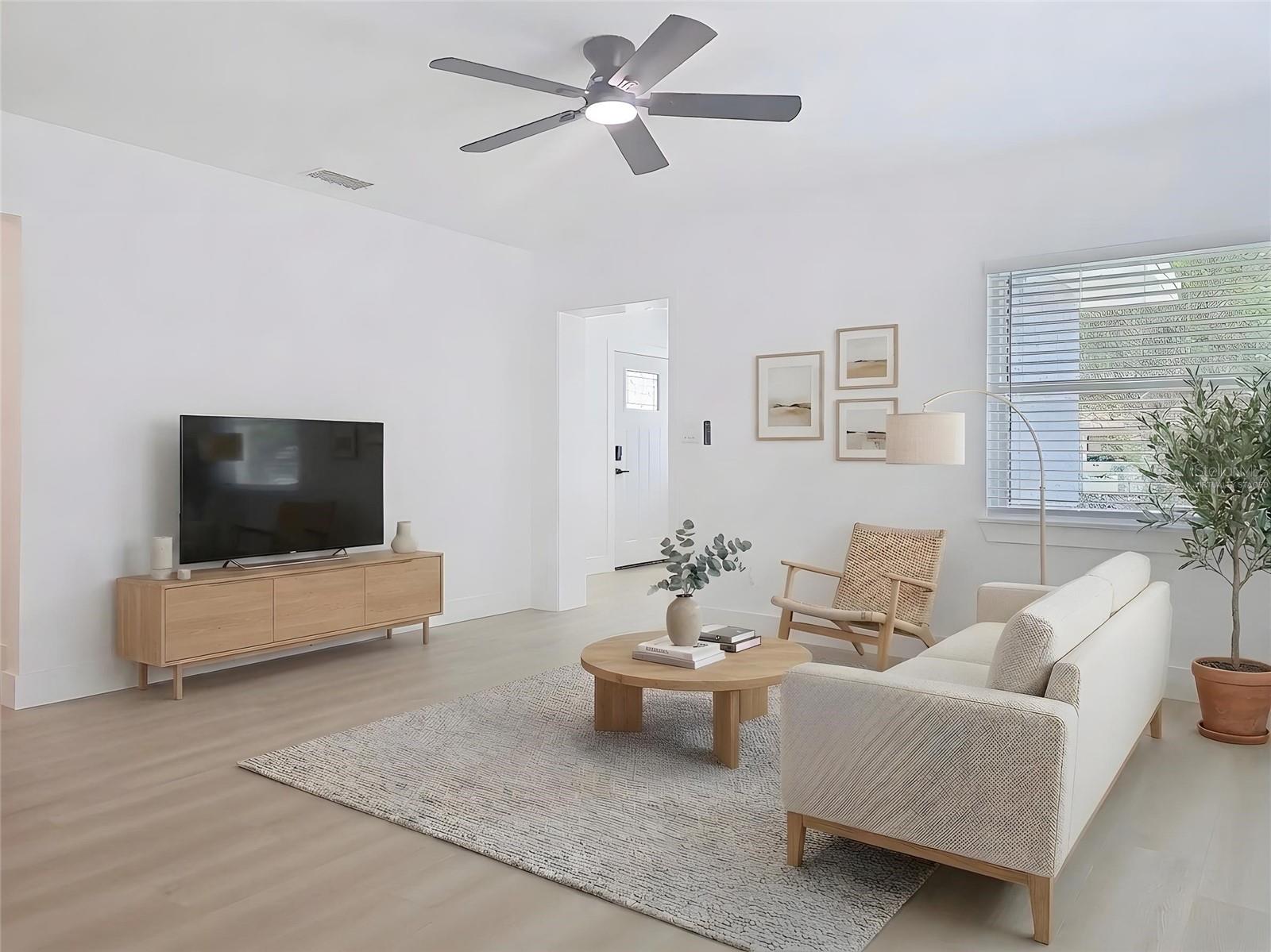 Living area virtually staged