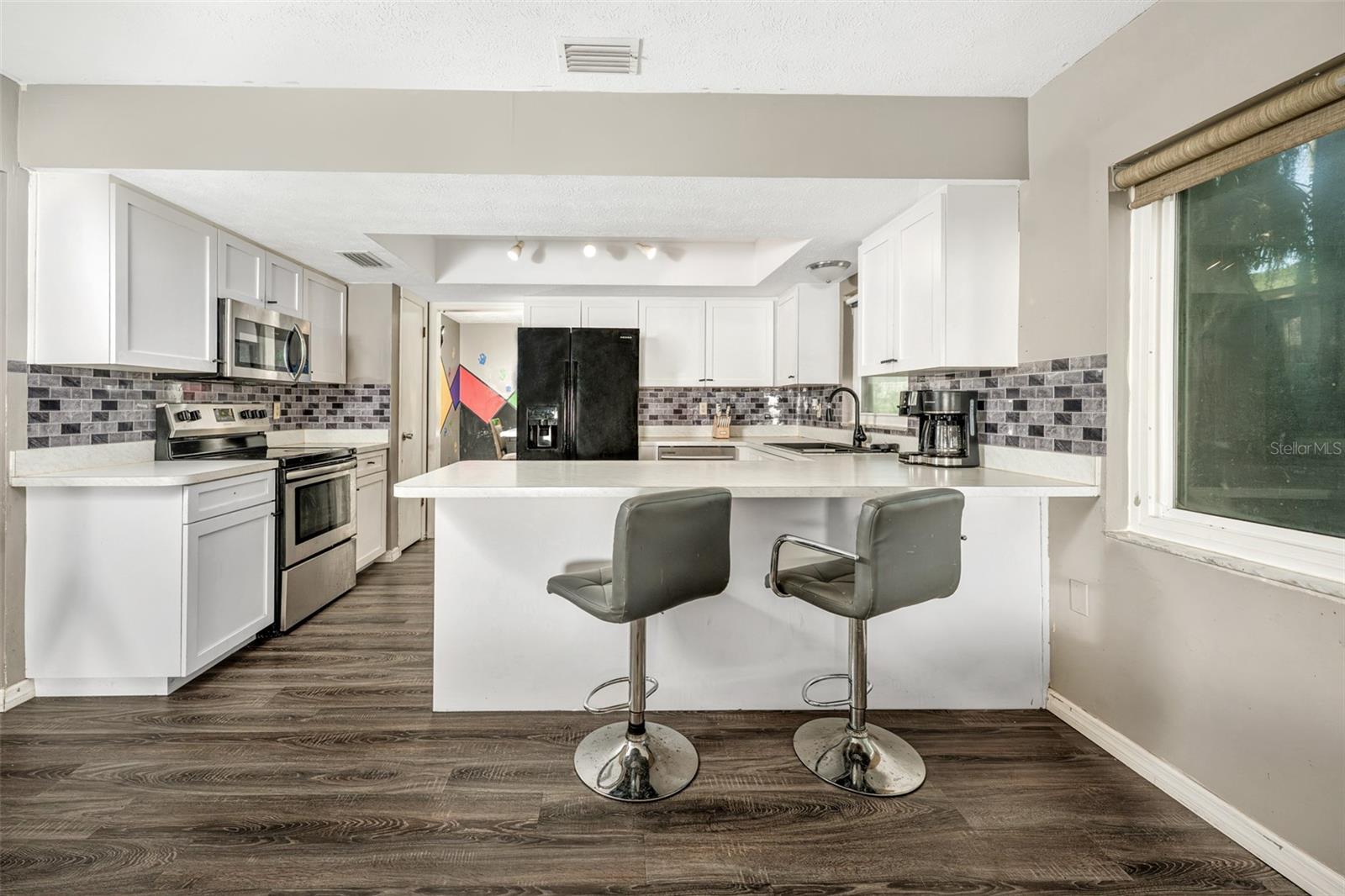 Kitchen with bar seating