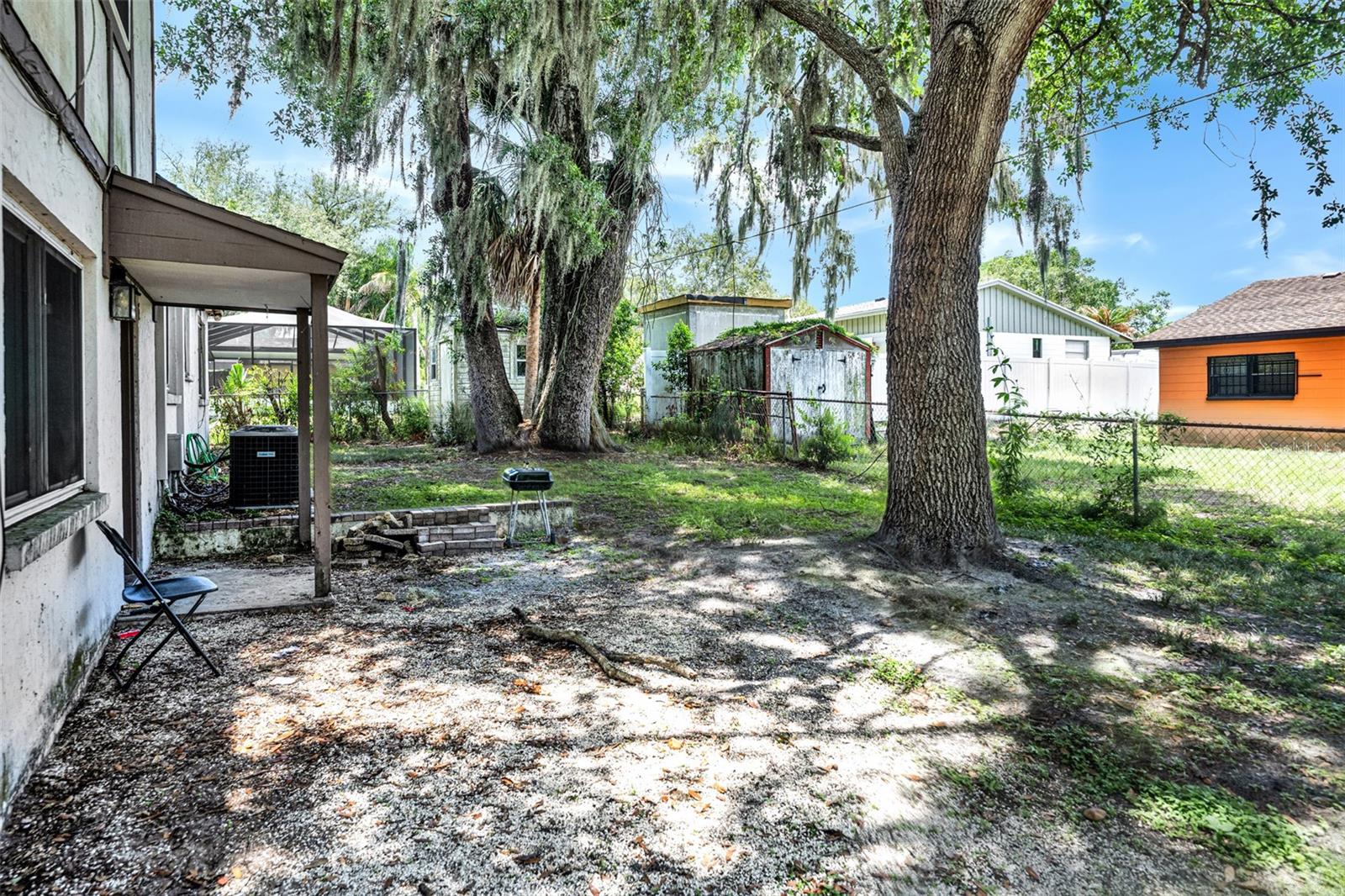 Back yard of 0.25 lot with storage shed