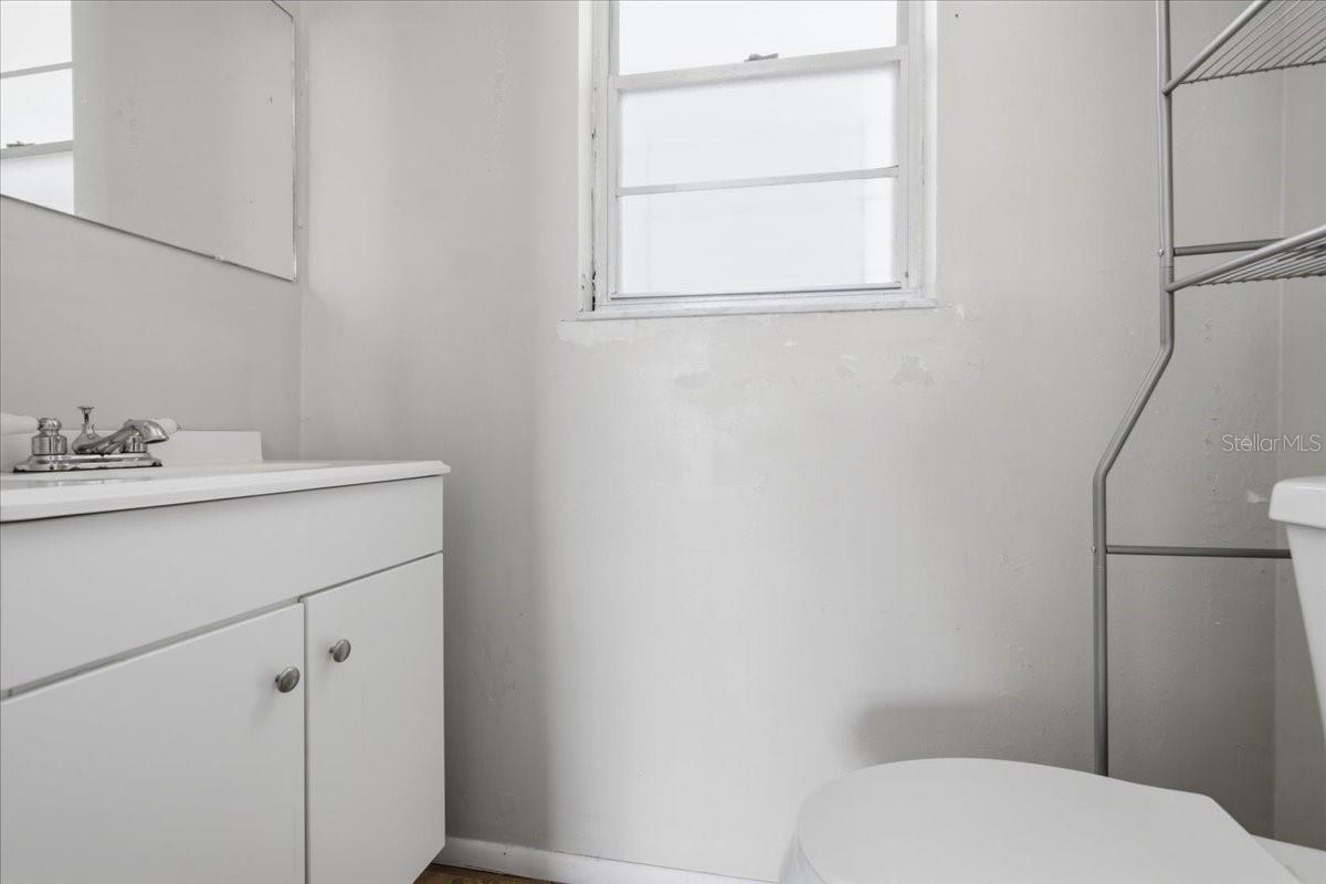 Half Bath located in the garage
