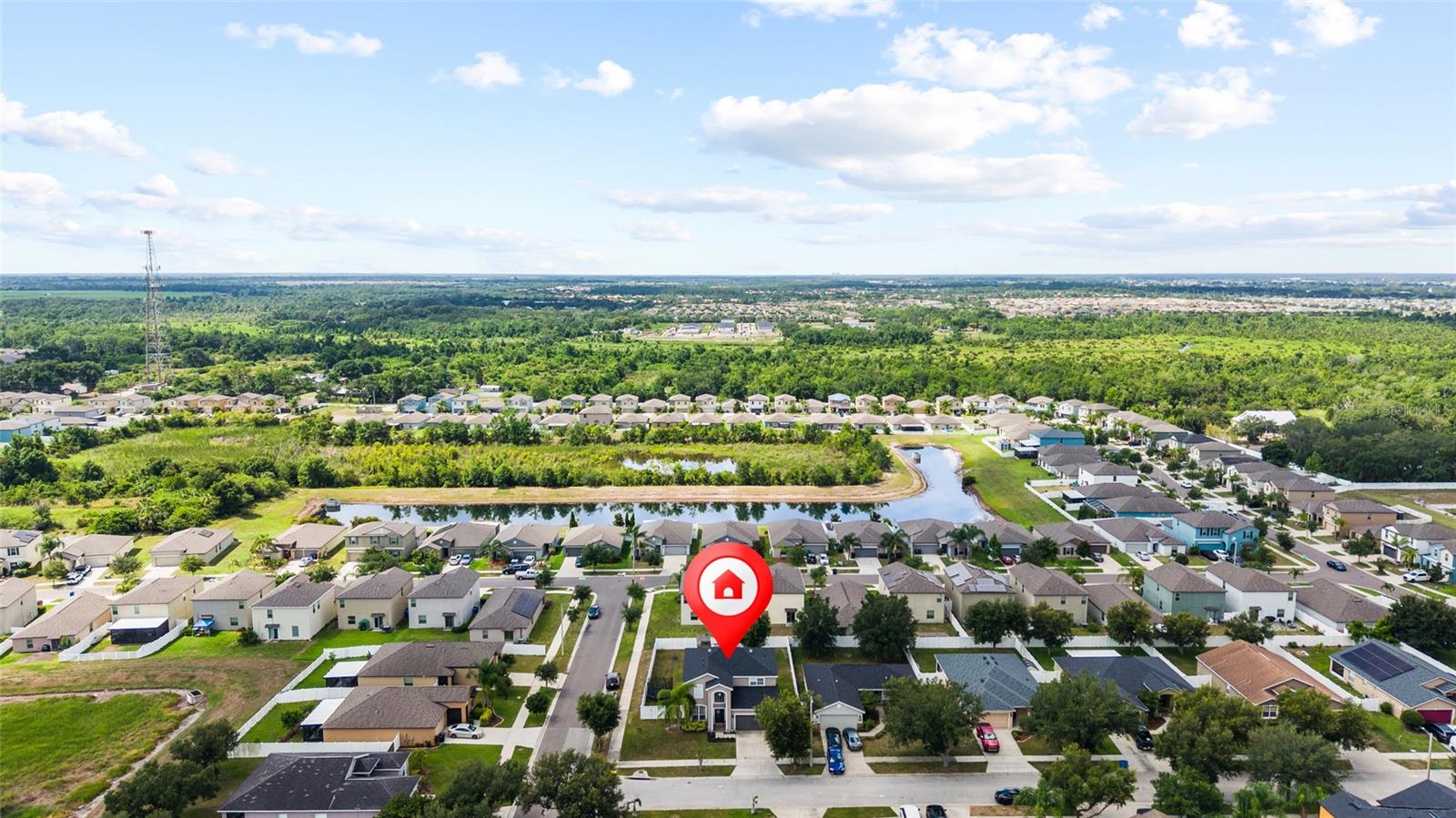 Aerial view showcasing the oversized corner lot and desirable location within Ayersworth Glen.