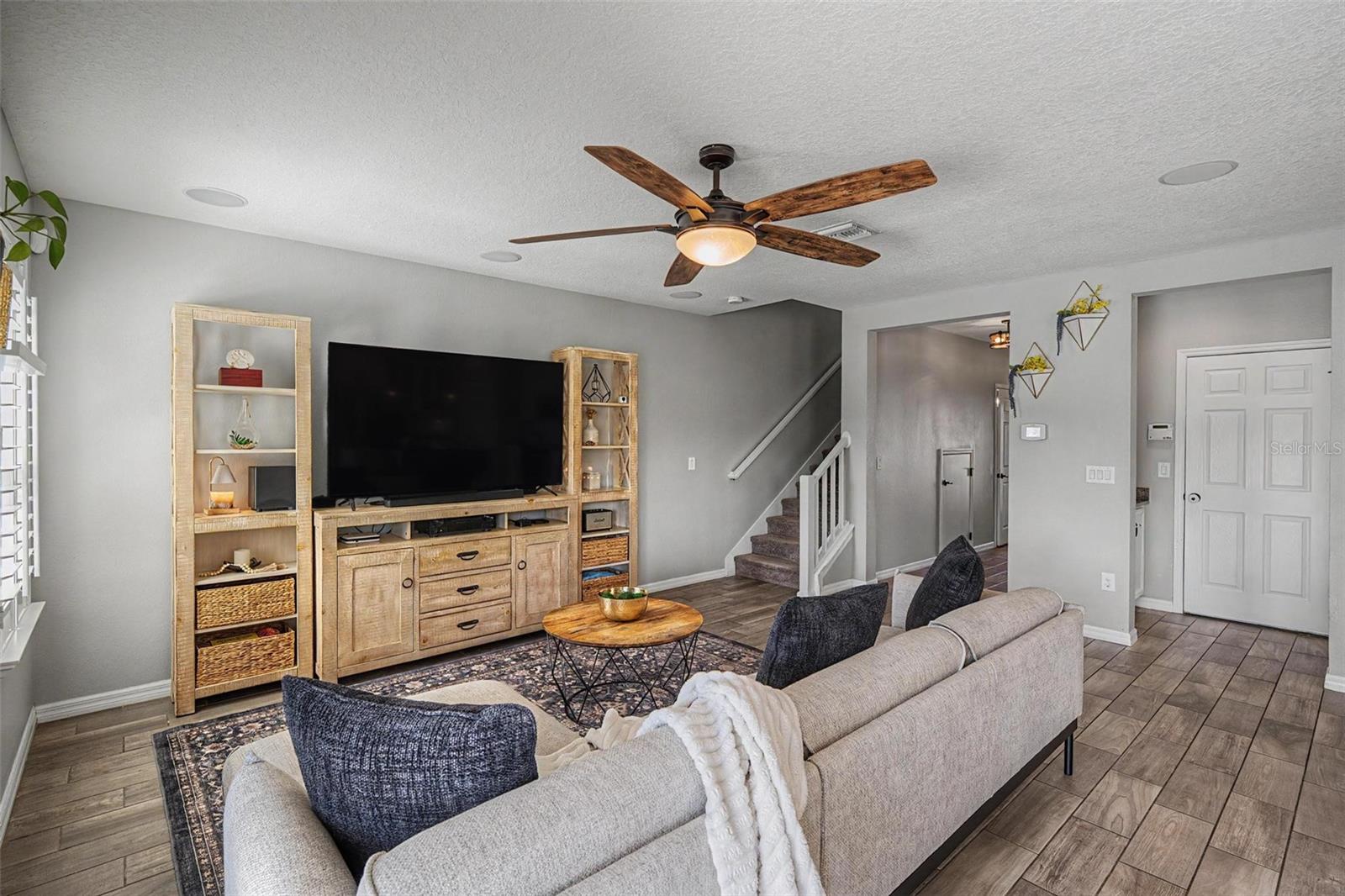 Family room with a neutral color palette